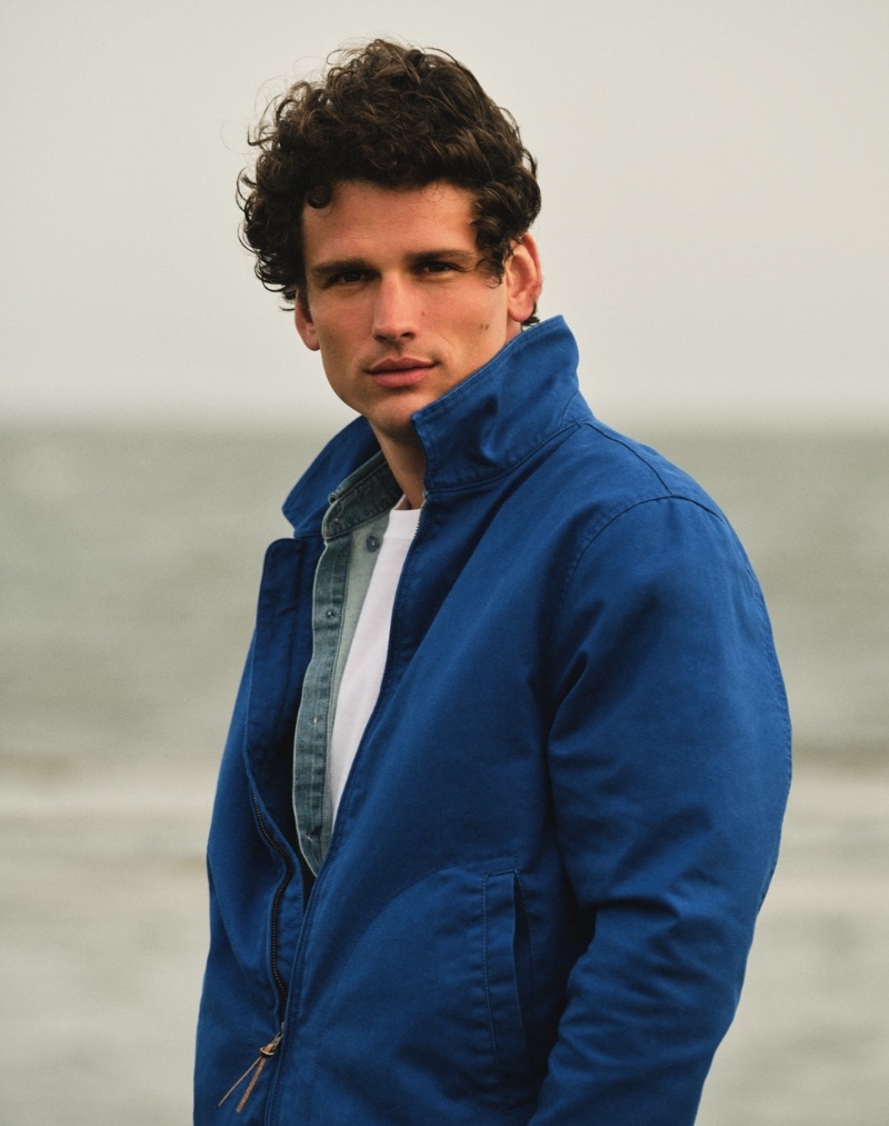 Top model Simon Nessman inspires in a J.Crew Harrington jacket with a Broken-in tee.