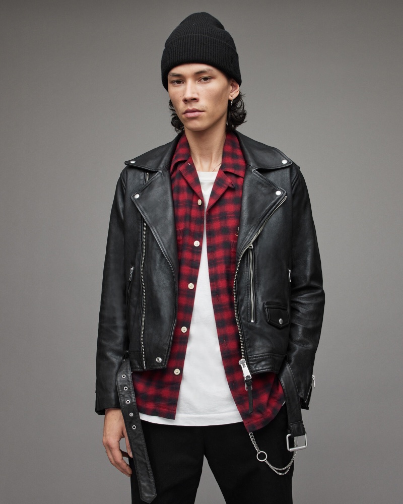 Leather Biker Jacket Men AllSaints