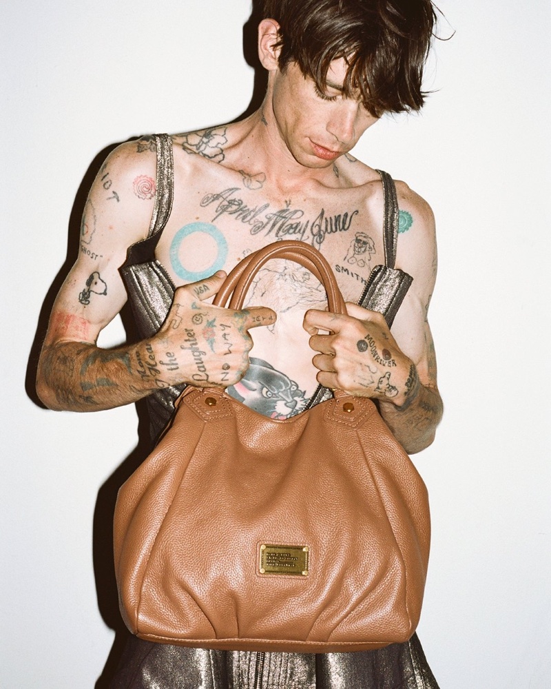 Cole Mohr poses with the Marc Jacobs Re-edition Fran Bag.