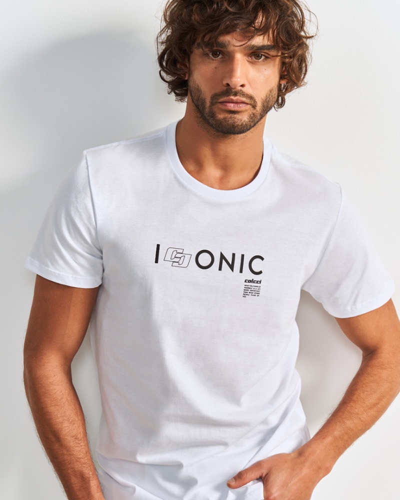 Brazilian model Marlon Teixeira sports an Iconic tee for Colcci's spring 2024 campaign. 