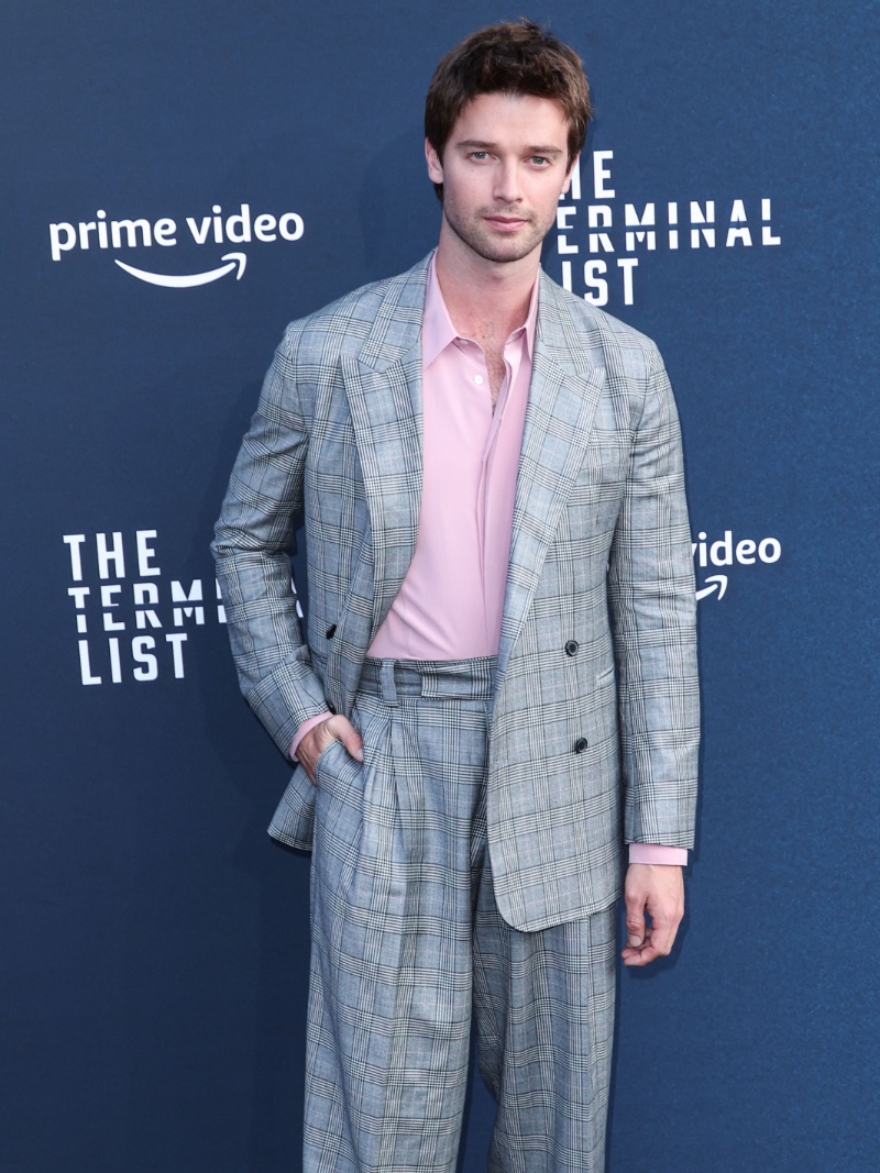 Patrick Schwarzenegger 2022 Check Suit Pink Shirt