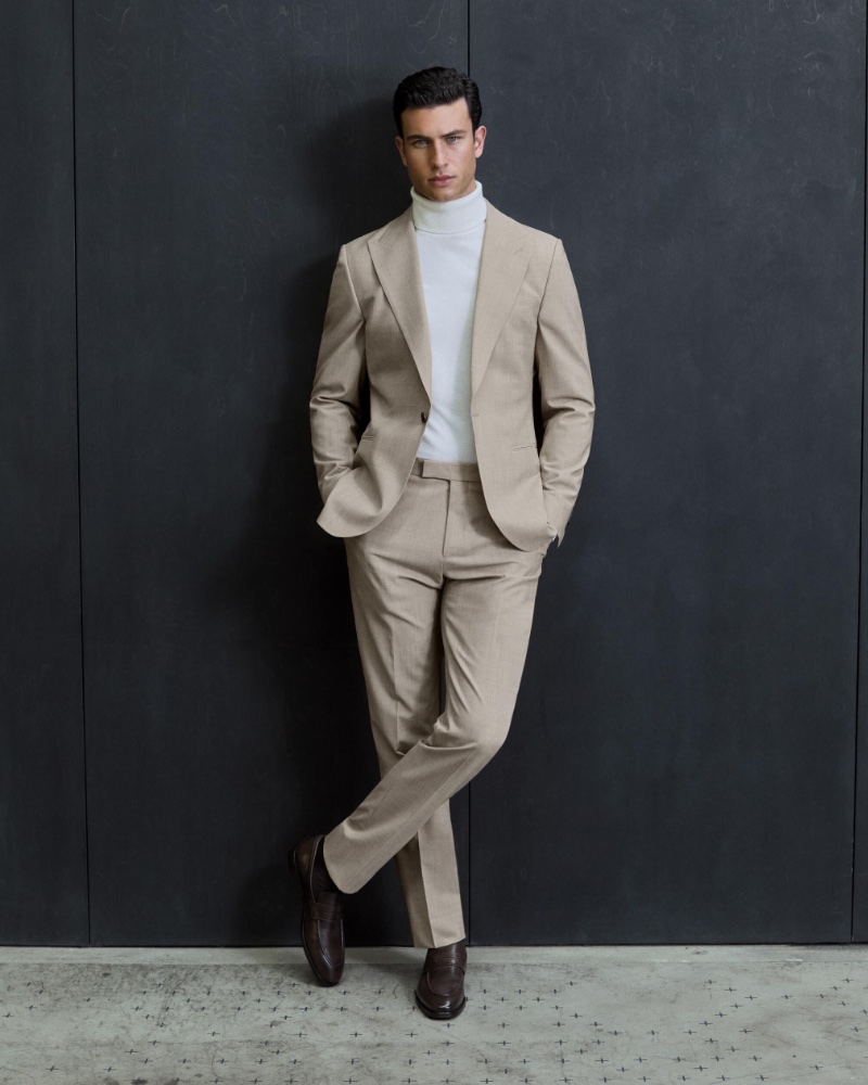Craft a serene ensemble with a light-colored suit and turtleneck sweater. » Men's Turtleneck Outfits: How to Wear the Stylish Essential Craft a serene ensemble with a light-colored suit and turtleneck sweater.