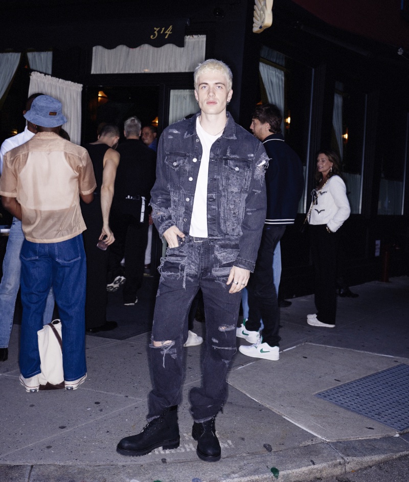 Tanner Reese rocks frayed denim at FRAME's cocktail party at the Golden Swan.
