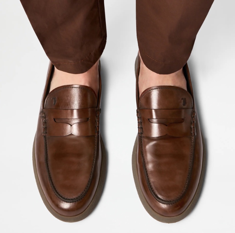 Tod's Brown Leather Loafers Men