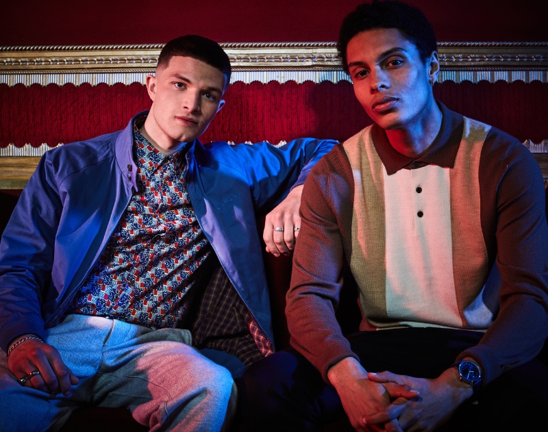 Models Luca Besate and Tom Curtis front the fall-winter 2023 Ben Sherman Signature campaign. 
