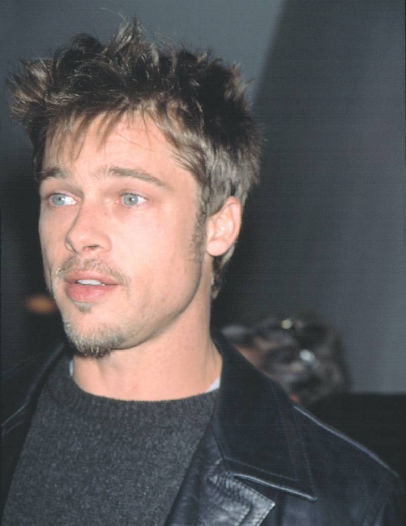 Brad Pitt sports a disheveled haircut during the period, which he filmed Fight Club in 1998. 