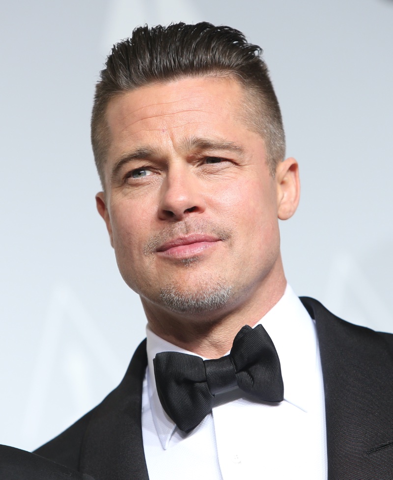Brad Pitt High Fade Hair Fury 2014
