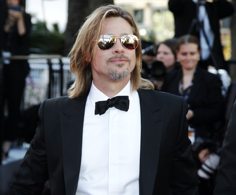 Brad Pitt Tuxedo Aviator Sunglasses Long Hair 2012