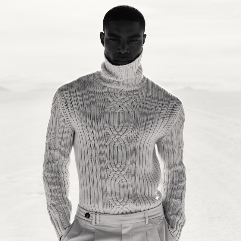 Donning a chic turtleneck sweater, Niyo Malik appears in Brunello Cucinelli's fall-winter 2023 campaign. » Brunello Cucinelli Evokes Nature's Palette for Fall Donning a chic turtleneck sweater, Niyo Malik appears in Brunello Cucinelli's fall-winter 2023 campaign.