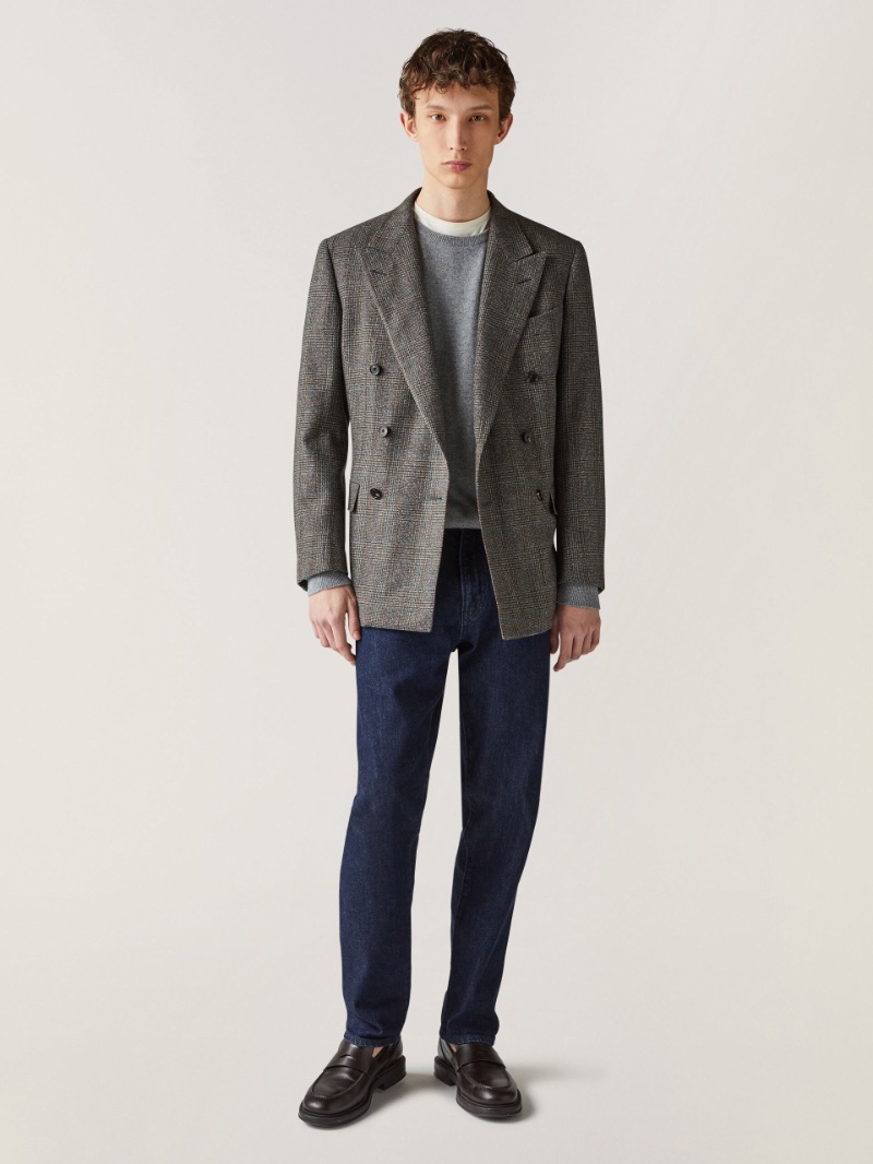 Business Casual Jeans Sweater Double-breasted Blazer Men Loro Piana » Are Jeans Business Casual Now? Decoding Office Style Business Casual Jeans Sweater Double-breasted Blazer Men Loro Piana