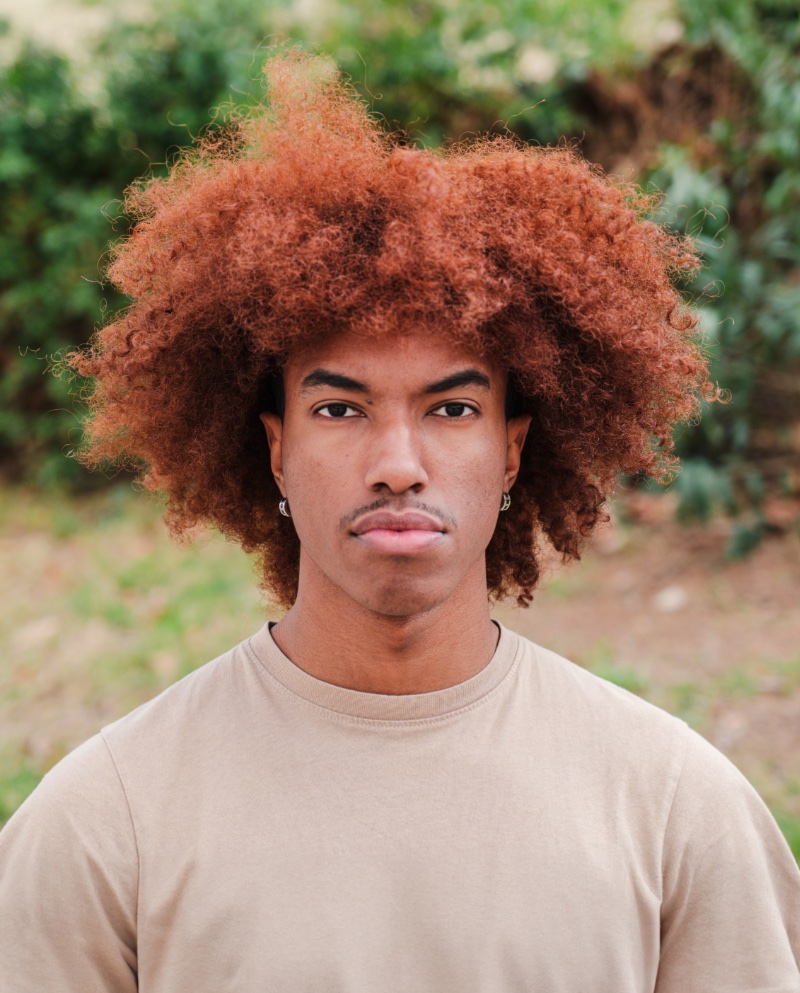 Dark Skin Red Hair Afro Men