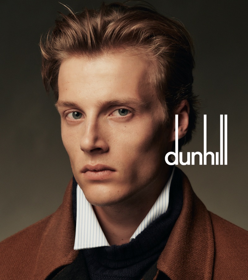 Hugh Laughton-Scott fronts Dunhill's fall-winter 2023 campaign.