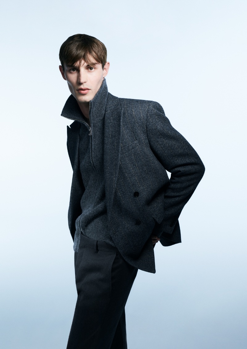 Kit Butler dons tailoring for H&M's fall-winter 2023 campaign.