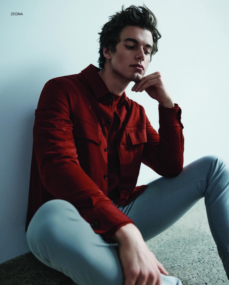 Making a statement in a red jacket, Pablo Kaestli wears Zegna. 