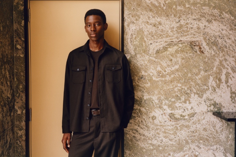 Adamu Bulus wears a smart-casual wool ensemble from the fall-winter 2023 Massimo Dutti Limited Edition collection.