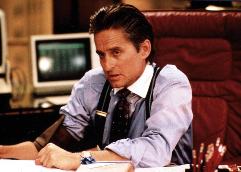 Michael Douglas Slicked Back Hair 1987 Wall Street » 80s Hairstyles for Men Revisited: Pop Culture & the Icons Michael Douglas Slicked Back Hair 1987 Wall Street