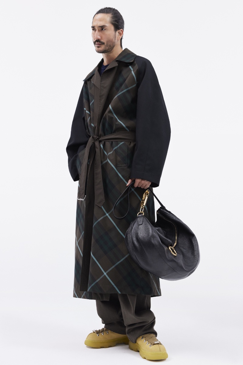 Tony Thornburg wears Burberry for Mytheresa's fall-winter 2023 campaign.