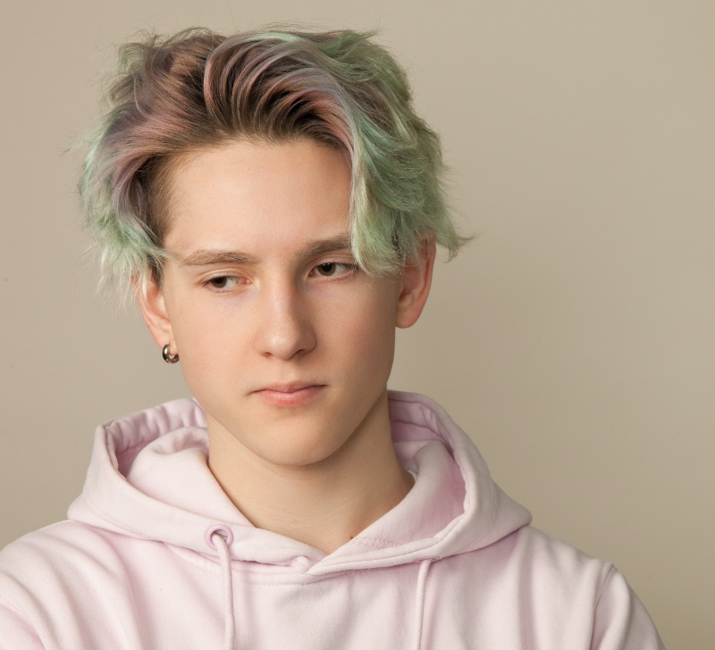 Pastel Green Hair Men