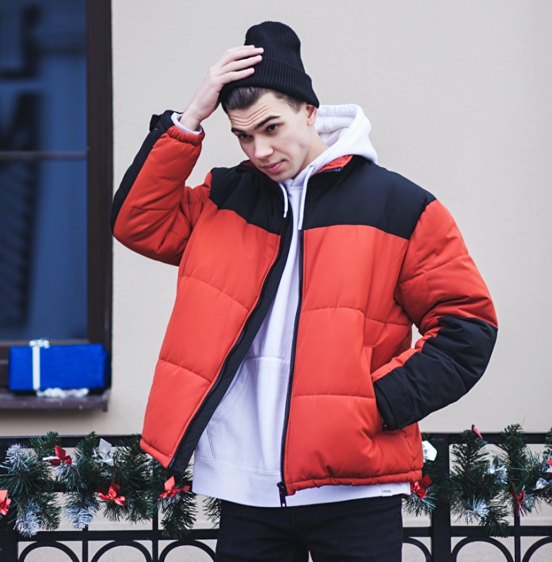 Puffer Jacket Men Color Blocking