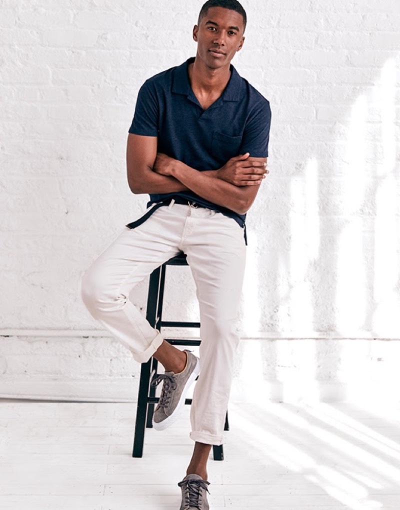 White Jeans Men Navy Polo Todd Snyder