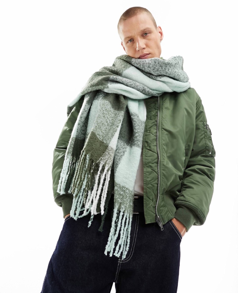 ASOS Design Oversized Scarf Green Check » Men’s Fall Fashion: The Building Blocks of Effortless Outfits ASOS Design Oversized Scarf Green Check