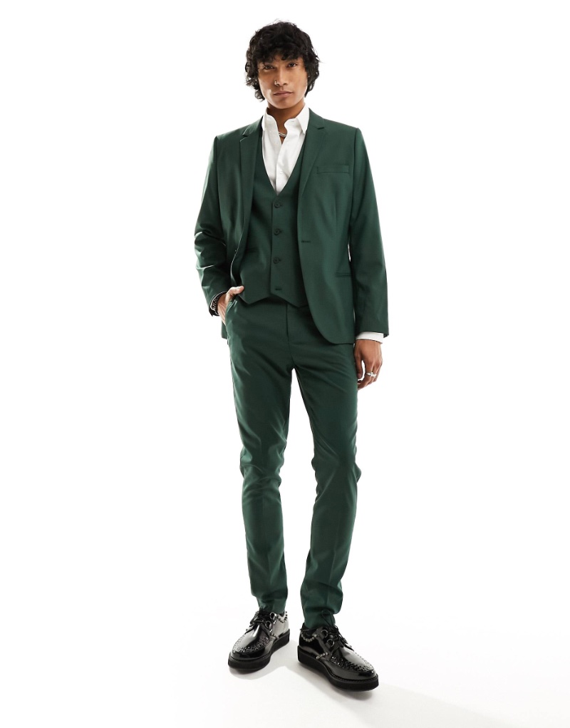 ASOS Design Skinny Suit Jacket Dark Green