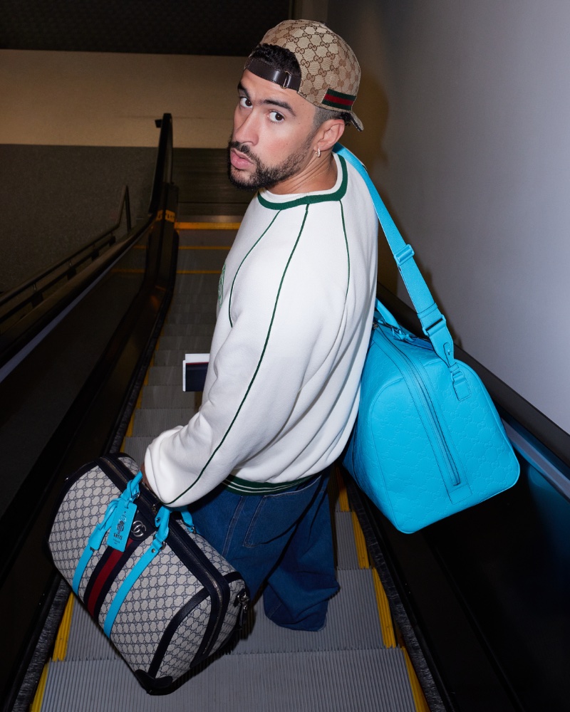 Sporting a backward cap and carrying luxurious duffel bags, Bad Bunny fronts the new Gucci Valigeria ad. » Bad Bunny & Kendall Jenner Travel for Gucci Valigeria Ad Sporting a backward cap and carrying luxurious duffel bags, Bad Bunny fronts the new Gucci Valigeria ad.