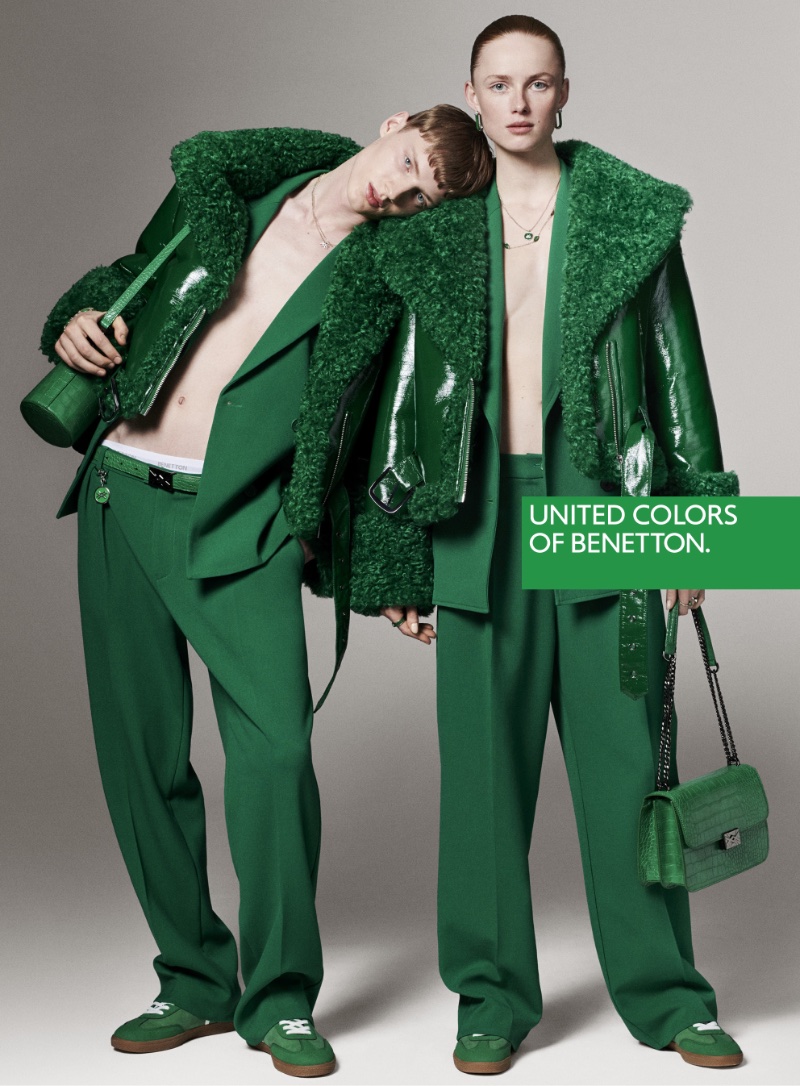 Braien Vaiksaar and Rianne Van Rompaey front United Colors of Benetton's fall-winter 2023 campaign.