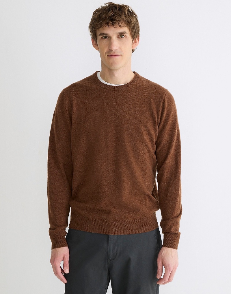 Brown Cashmere Crewneck Sweater Men J.Crew