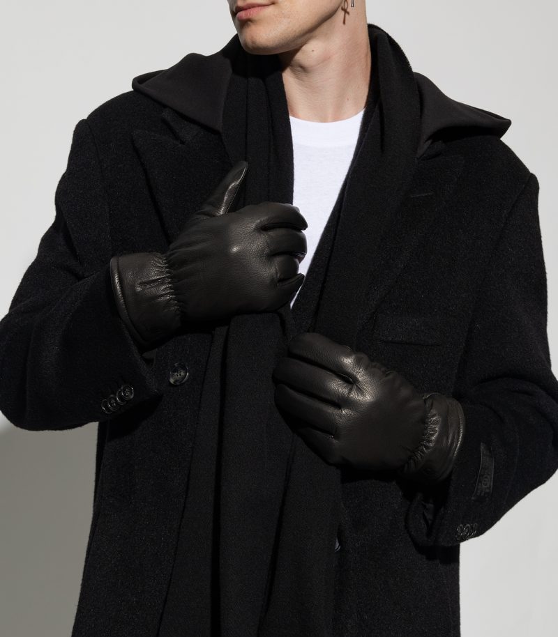 Carhartt Wip Black Leather Gloves Men Vitkac e1698527435997