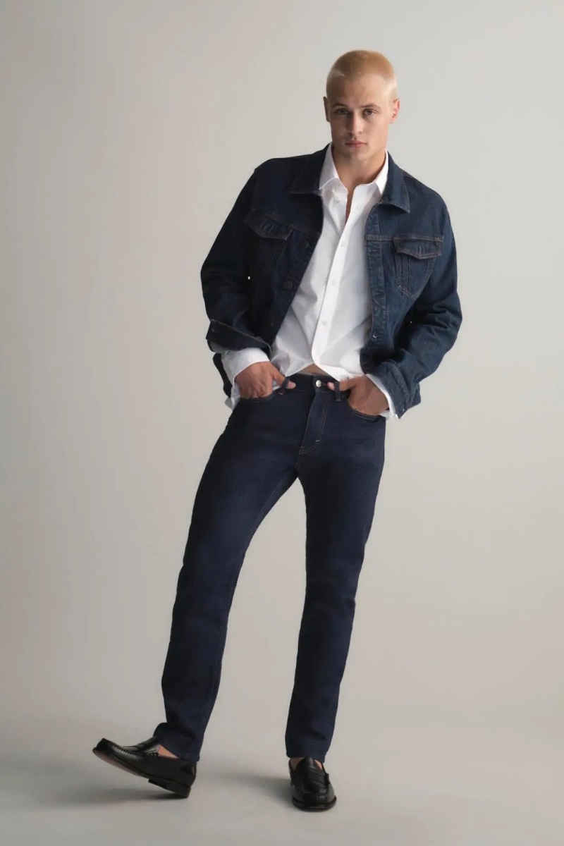 Esprit enlists model Hunter Warr to showcase its slim jeans.