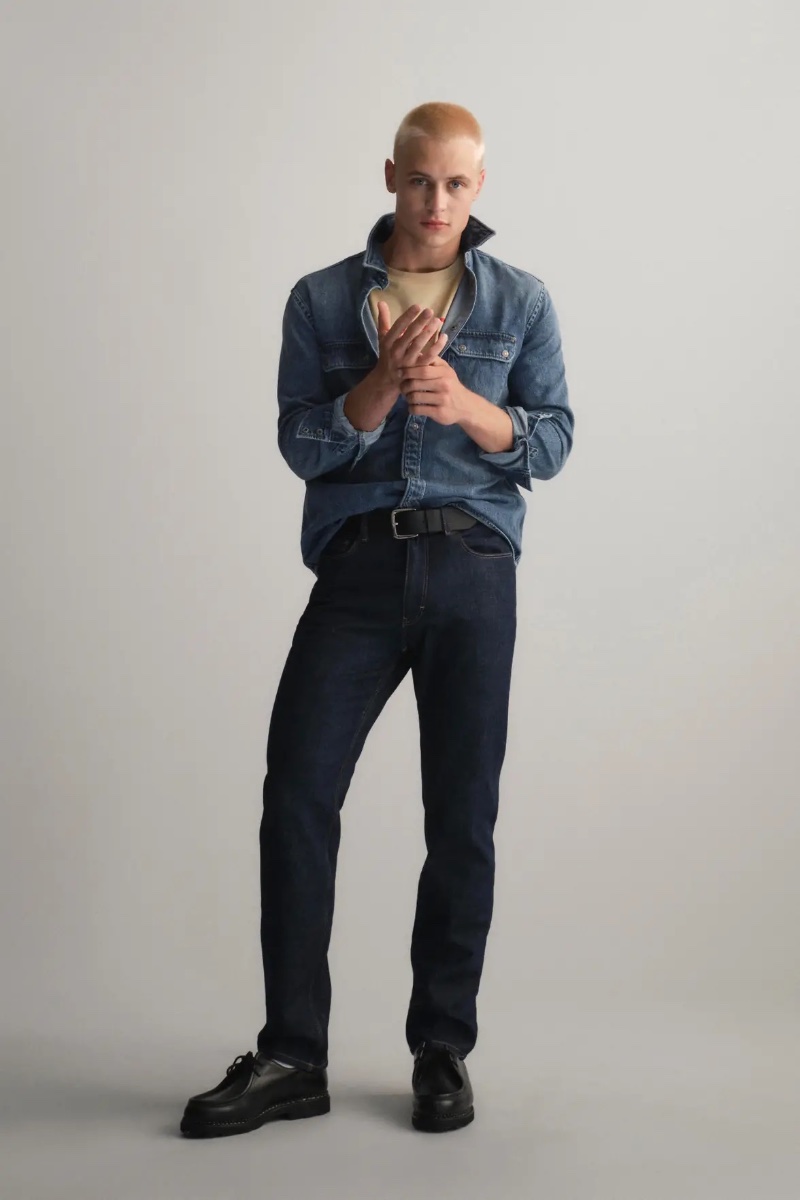 Taking up the spotlight, Hunter Warr wears Esprit's straight jeans.