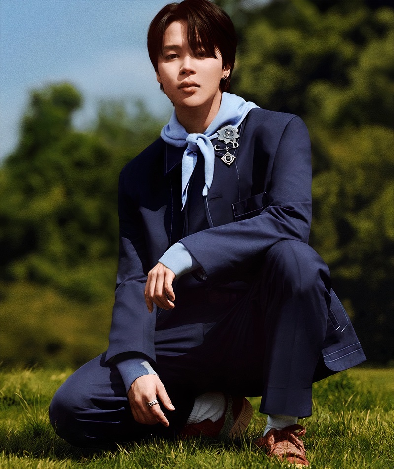 Embracing navy, Jimin stars in Dior Men's resort 2024 campaign.