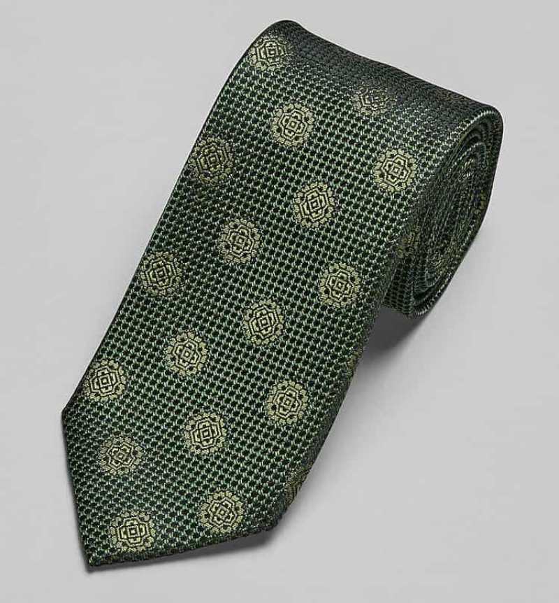 Jos. A. Bank Green Tonal Medallion Tie