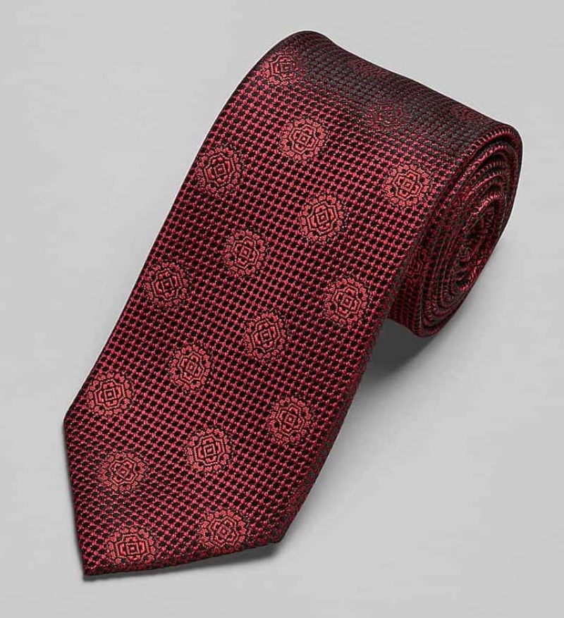 Jos. A. Bank Red Tonal Medallion Tie