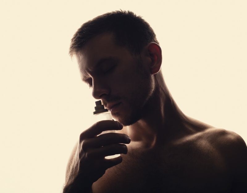 Man Silhouette Smelling Cologne Man Silhouette Smelling Cologne