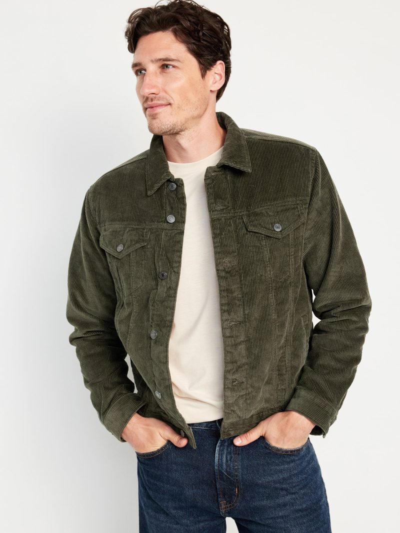 Add texture to your winter layers with a sherpa-lined corduroy jacket. 