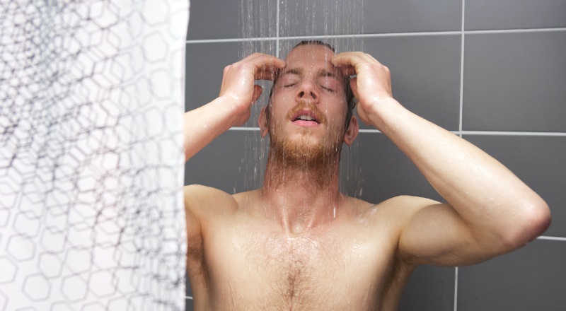 Red Haircare Shampoo Man Shower