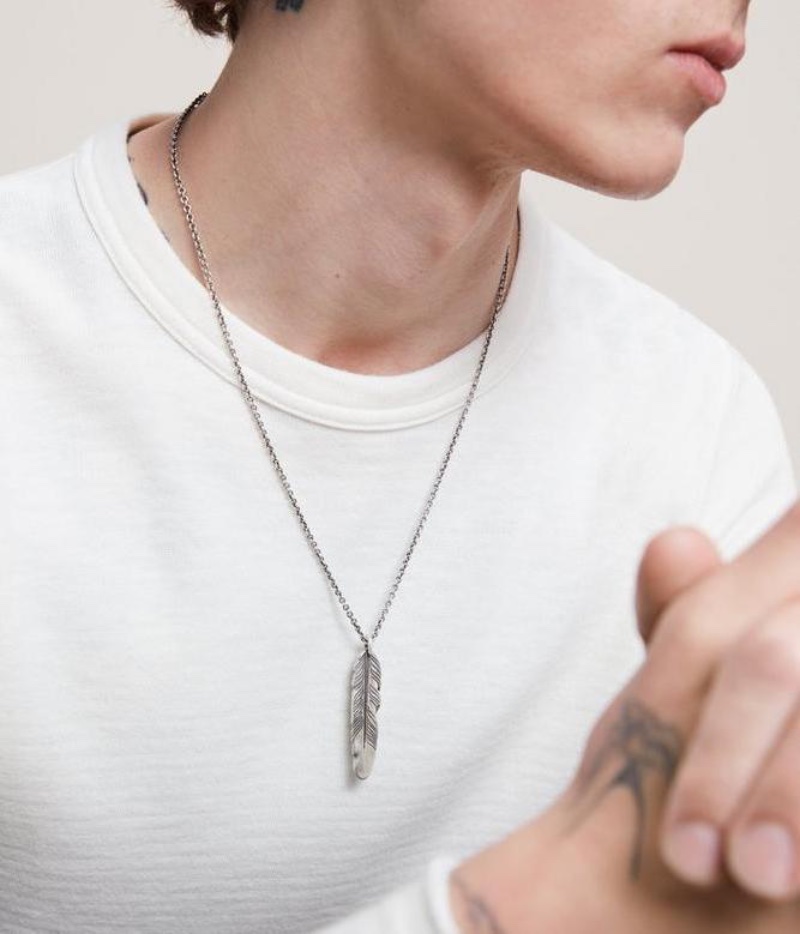 Silver Feather Necklace Men John Varvatos