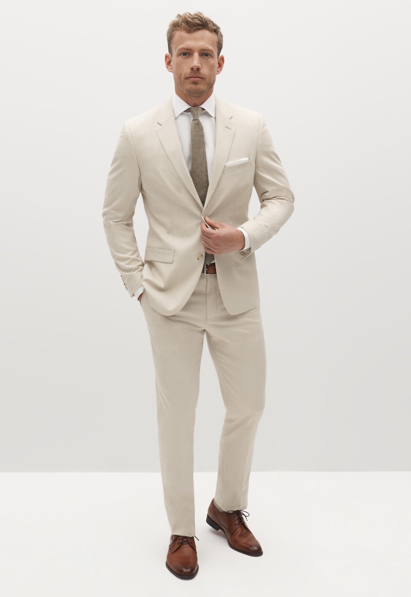 Tan Suit SuitShop Wedding Groomsmen