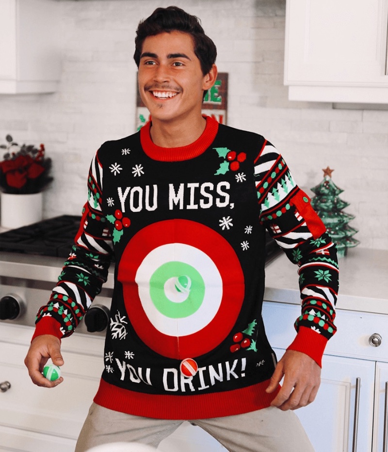 Tipsy Elves Drinking Game Ugly Christmas Sweater Men