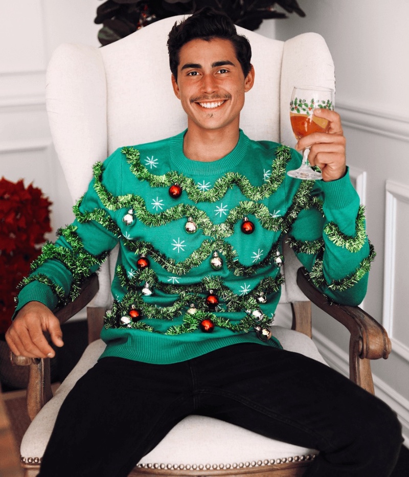 Tipsy Elves Gaudy Garland Ugly Christmas Sweater Men