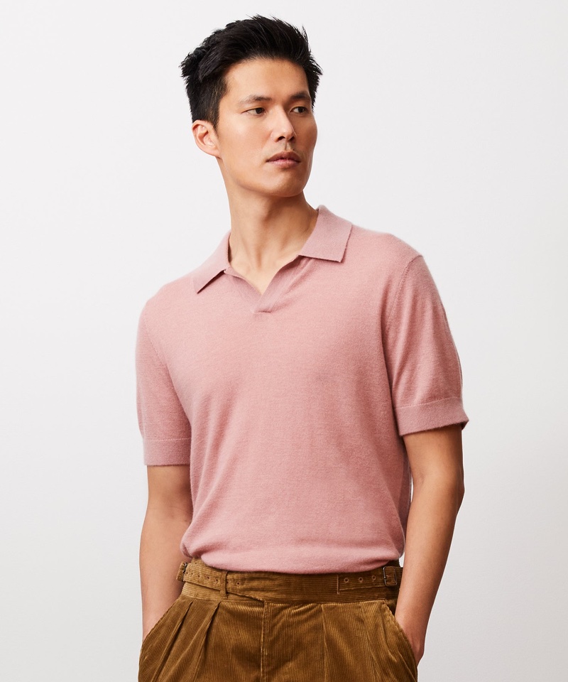 Todd Snyder Cashmere Montauk Polo Rose Quartz Todd Snyder Cashmere Montauk Polo Rose Quartz