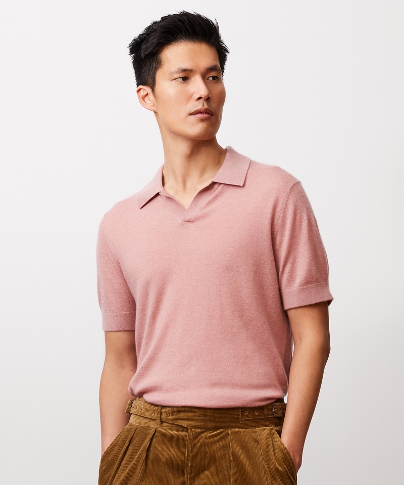 Todd Snyder Cashmere Montauk Polo Rose Quartz