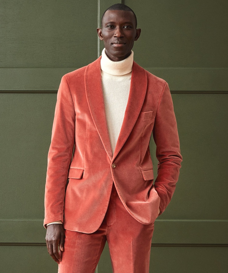 Todd Snyder Italian Velvet Shawl Collar Suit Jacket Dusty Rose