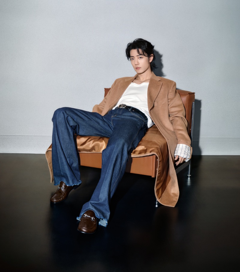 Xiao Zhan is a chic vision as the star of the Gucci Horsebit 1953 loafer advertising campaign.