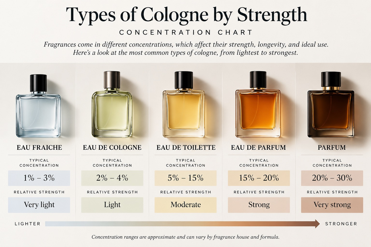 Types of cologne concentration chart