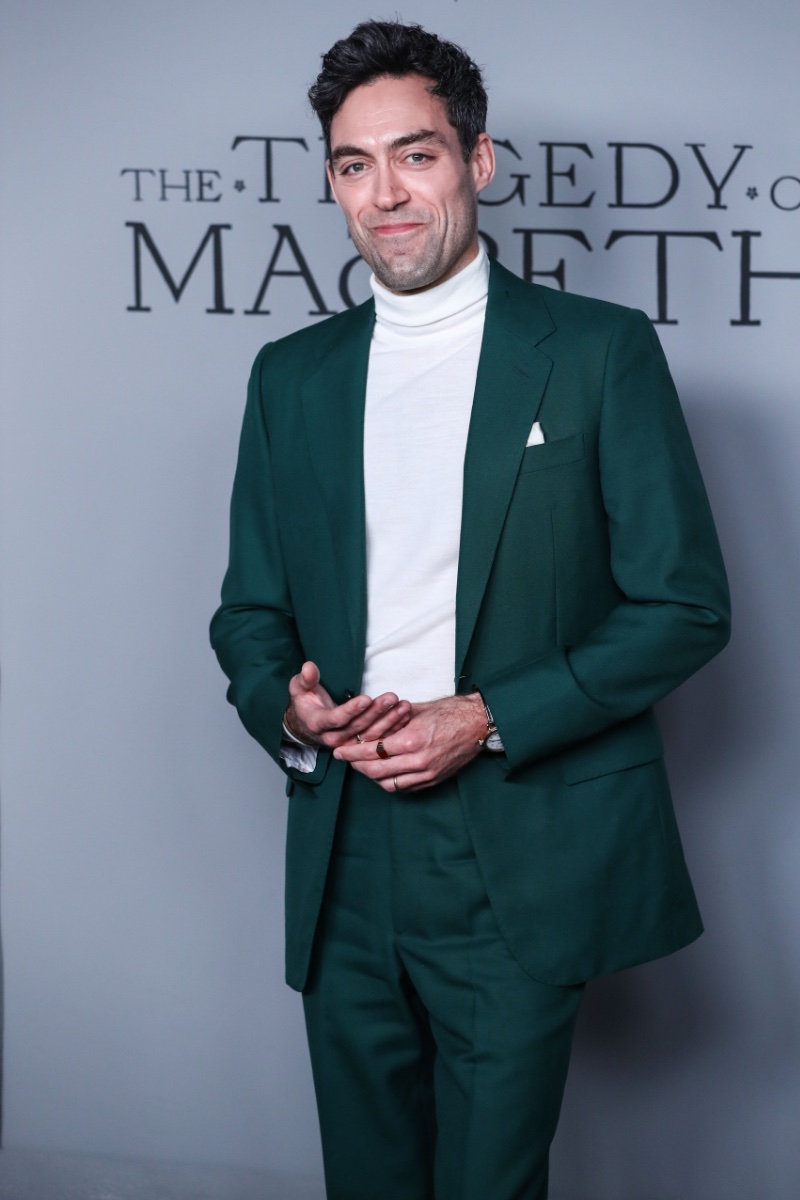 Alex Hassell Green Suit White Turtleneck 2021