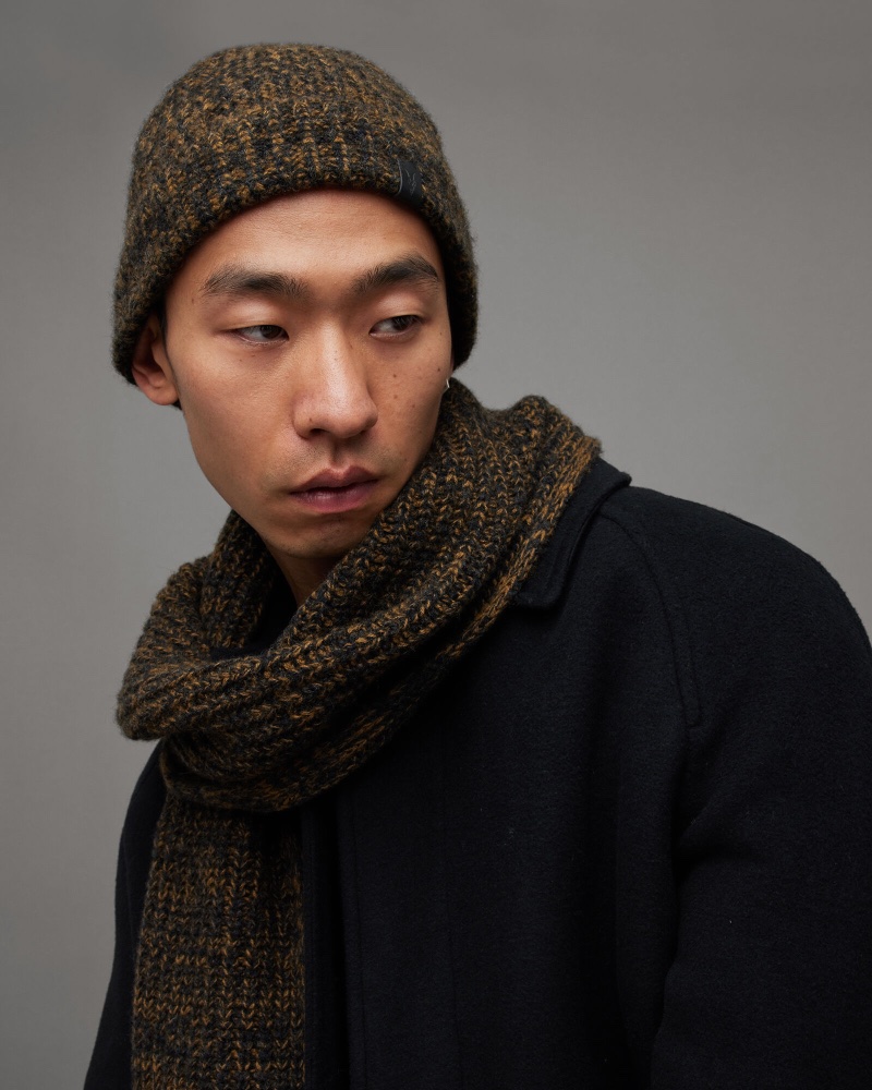 AllSaints Two Tone Marl Beanie Scarf Men » Après-Ski Outfits for Men: Style Meets Comfort on the Slopes AllSaints Two Tone Marl Beanie Scarf Men