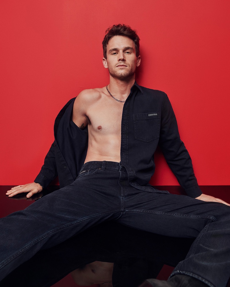 Actor Brandon Flynn reunites with Calvin Klein for its holiday 2023 ad.
